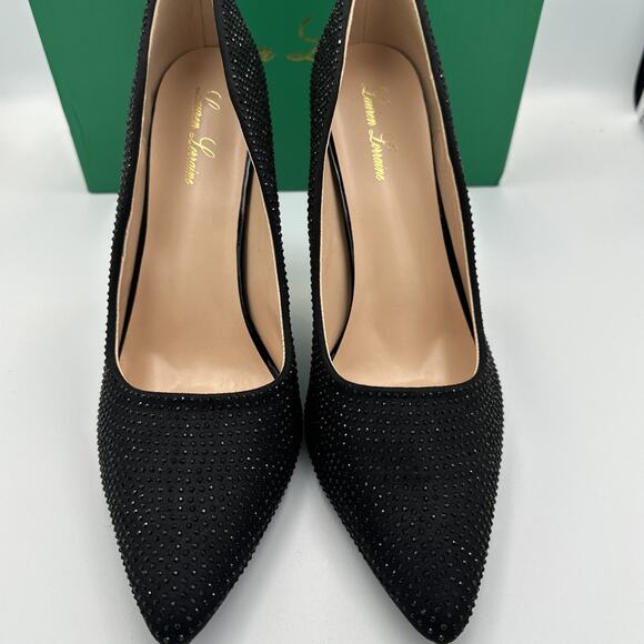 Lauren Lorraine Pump Shoes High Heel Size 11 Black Rhinestone Formal Party NEW - Picture 13 of 15